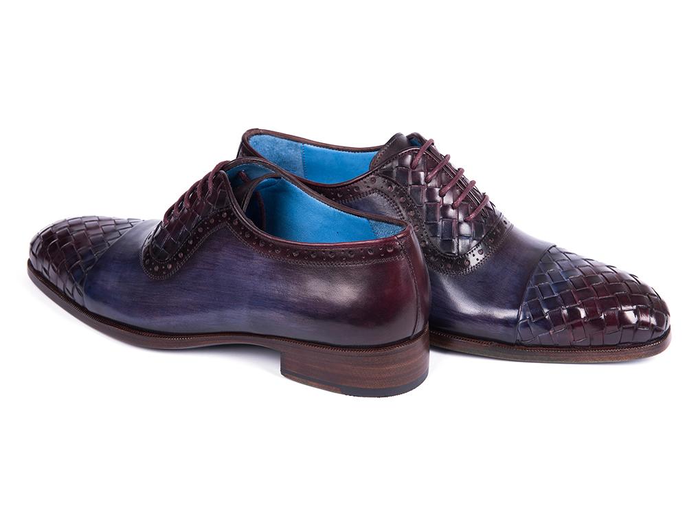 Paul Parkman Woven Leather Captoe Oxfords Navy and Purple (ID#49851-NAVY) - Image 6