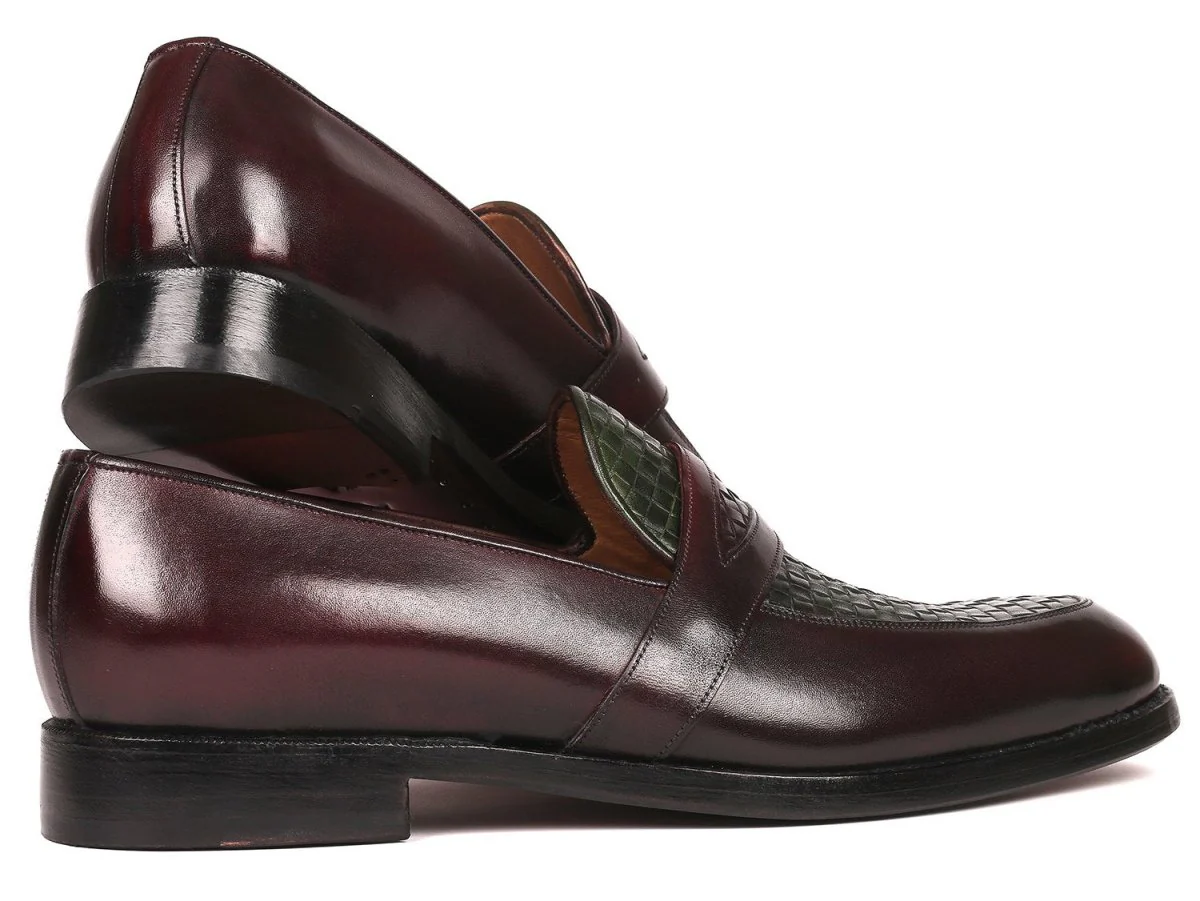 Paul Parkman Woven Leather Loafers Brown and Green (ID#548LF832) - Image 6