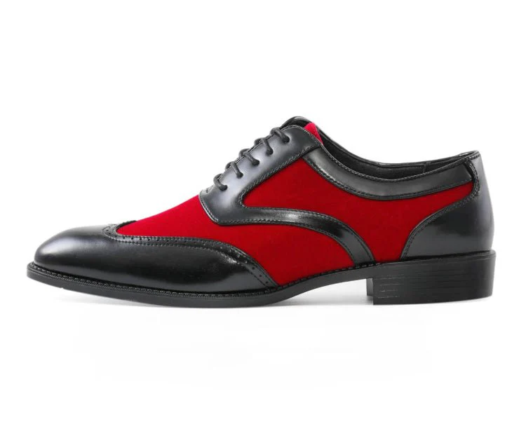 Sio Brighton Men's Red and Black Leather Professional Oxford Shoes - Image 2