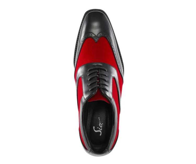 Sio Brighton Men's Red and Black Leather Professional Oxford Shoes - Image 3