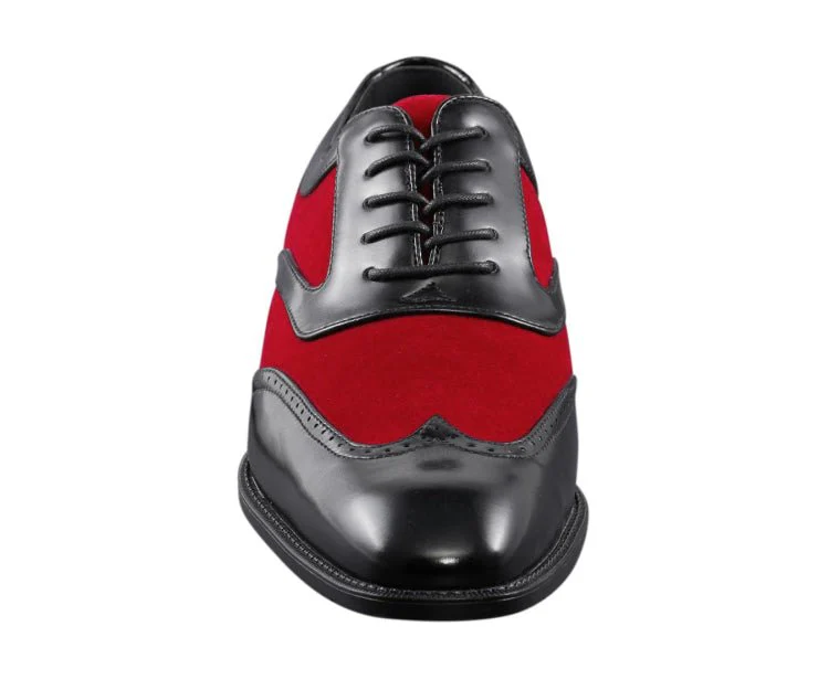 Sio Brighton Men's Red and Black Leather Professional Oxford Shoes - Image 4