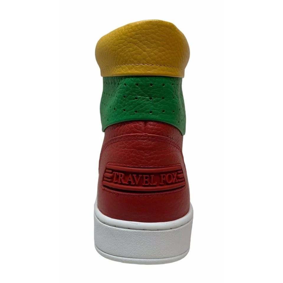 Travel Fox 900 Men's Red Yellow and Green Leather High Top Sneakers 916101 33 - Image 4