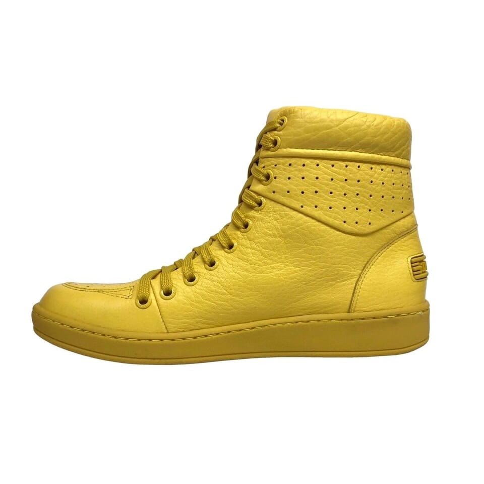 Travel Fox 900 Men's Yellow Leather High Top Sneakers 916101 111 - Image 5