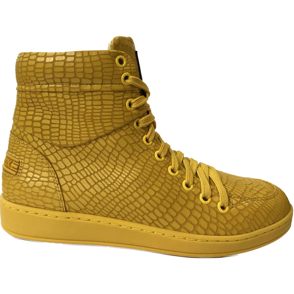 Travel Fox 900 Series Men's Yellow Snake Leather High Top Sneakers 916101 039 - Image 2