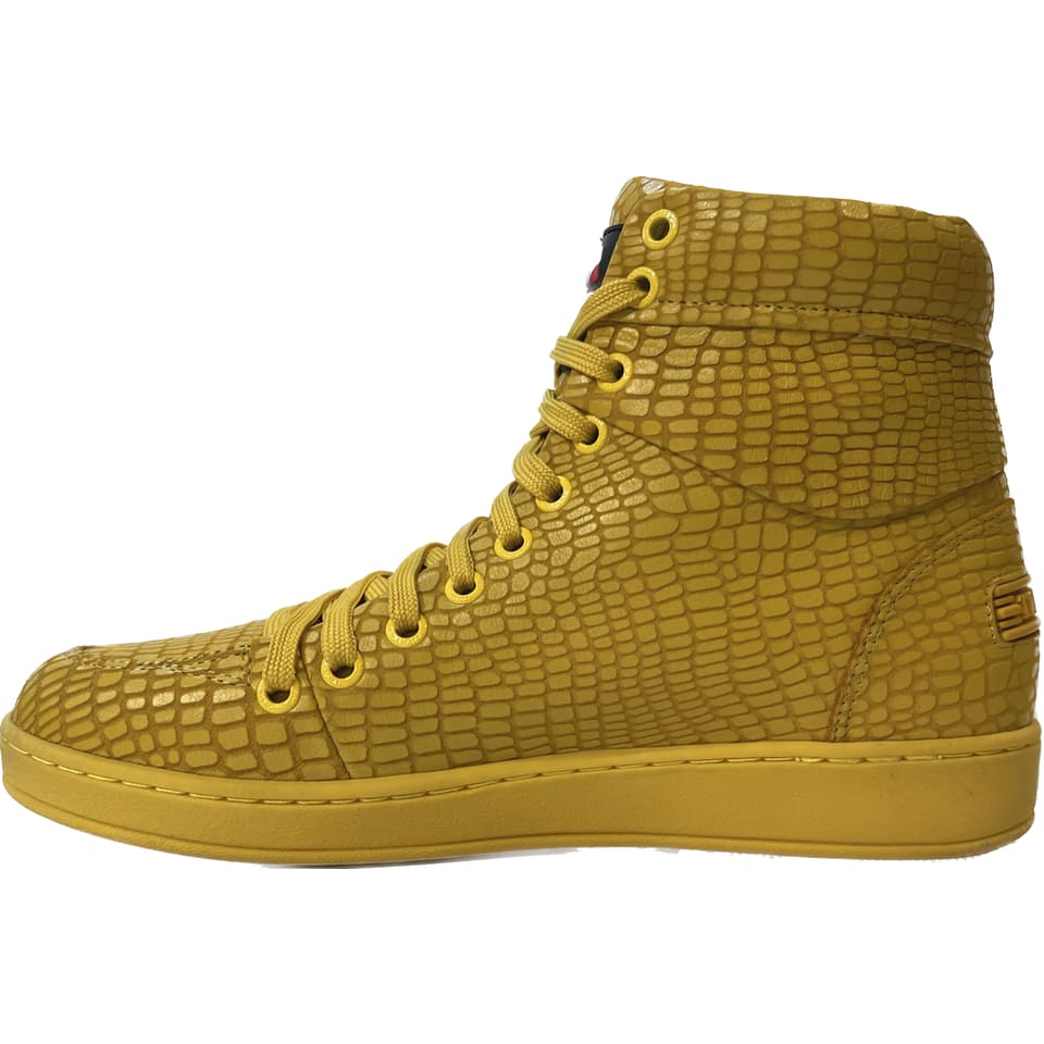 Travel Fox 900 Series Men's Yellow Snake Leather High Top Sneakers 916101 039 - Image 3