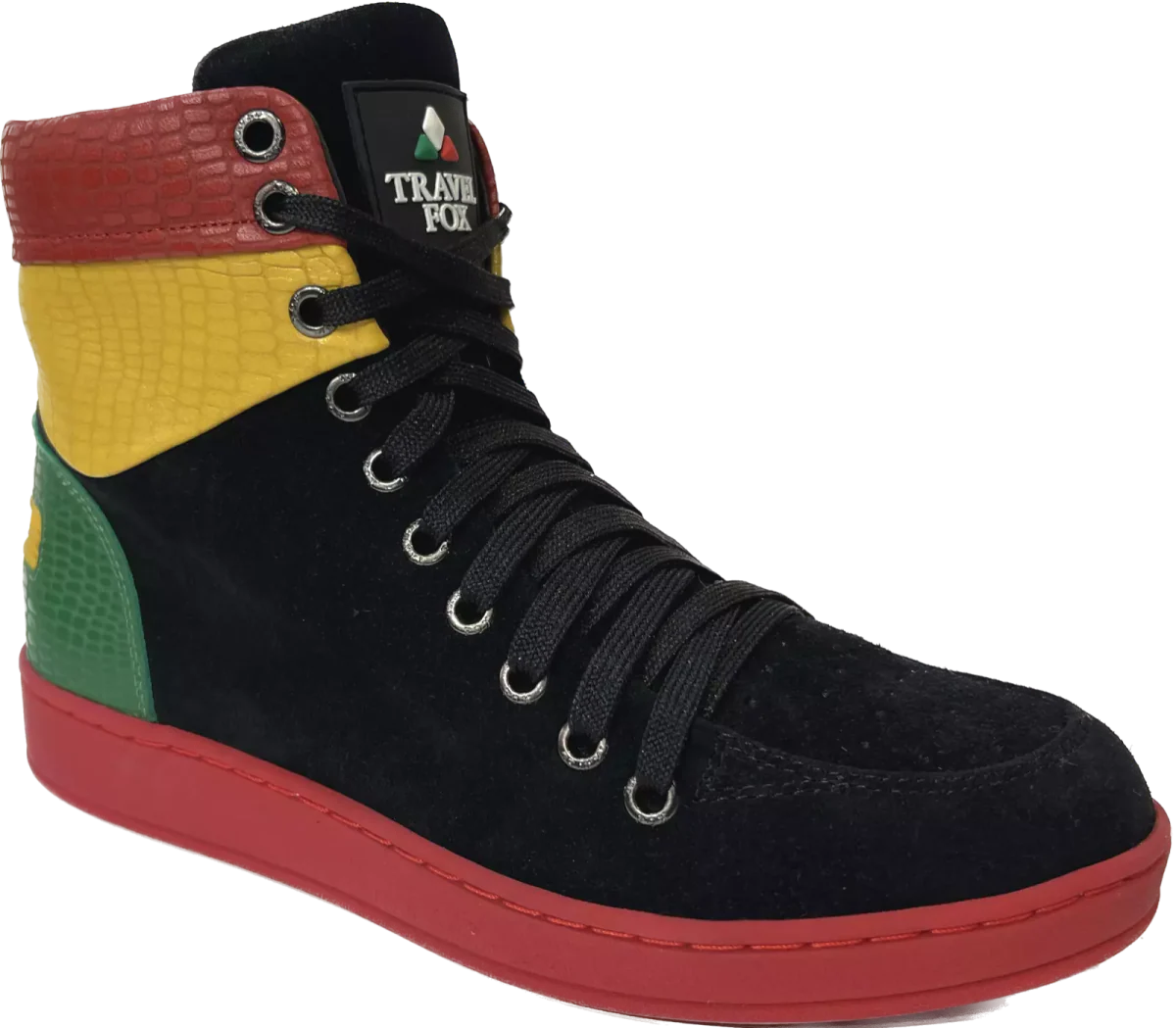 Travel Fox 900's High Top Sneakers Men’s Multicolor Black Red Green Yellow Leather and Suede 922721-233