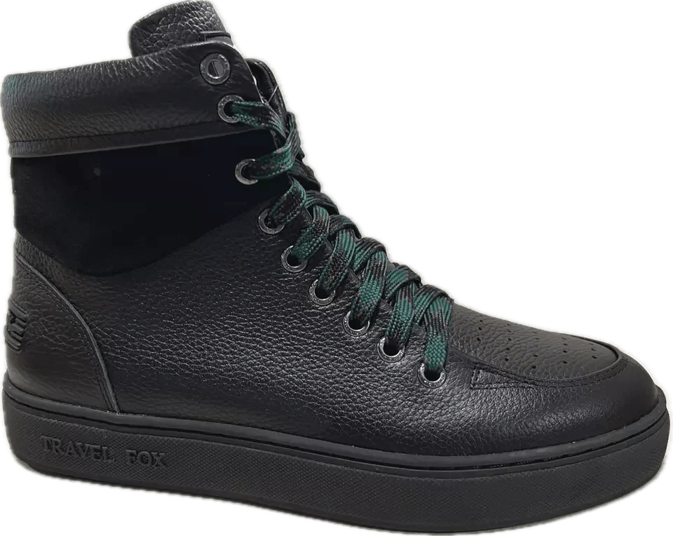 Travel Fox 900's High Top Sneakers Men's Black Leather 915620-101 - Image 2