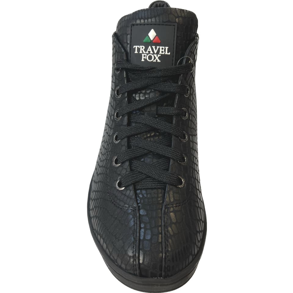Travel Fox Malibu Nappa Men's Black Leather High Top Sneakers 915601 085 - Image 3