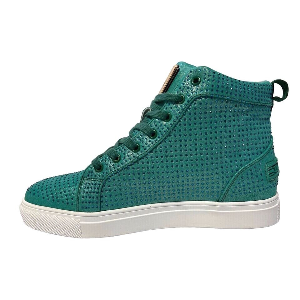 Travel Fox Men’s Green Rhinestone Nappa Leather High Top Sneakers 9210-27 – Luxury Streetwear | Premium Comfort | Limited Edition - Image 3