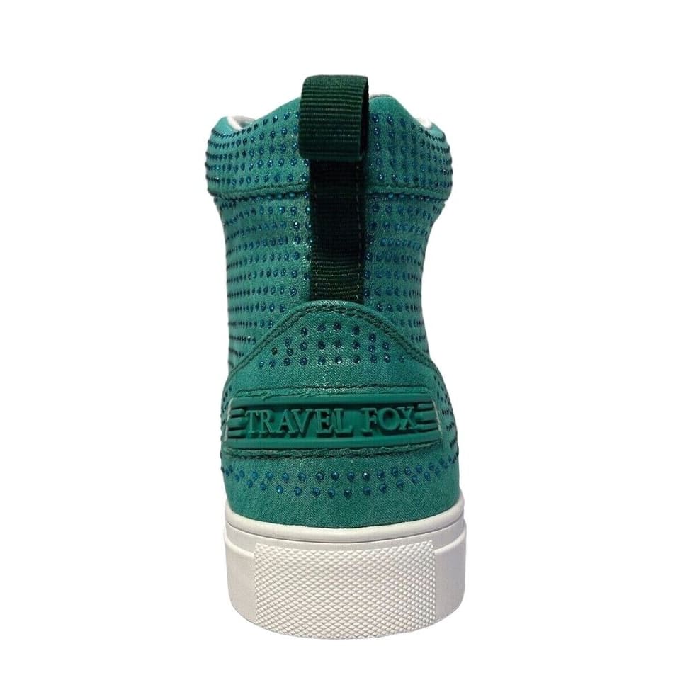 Travel Fox Men’s Green Rhinestone Nappa Leather High Top Sneakers 9210-27 – Luxury Streetwear | Premium Comfort | Limited Edition - Image 5