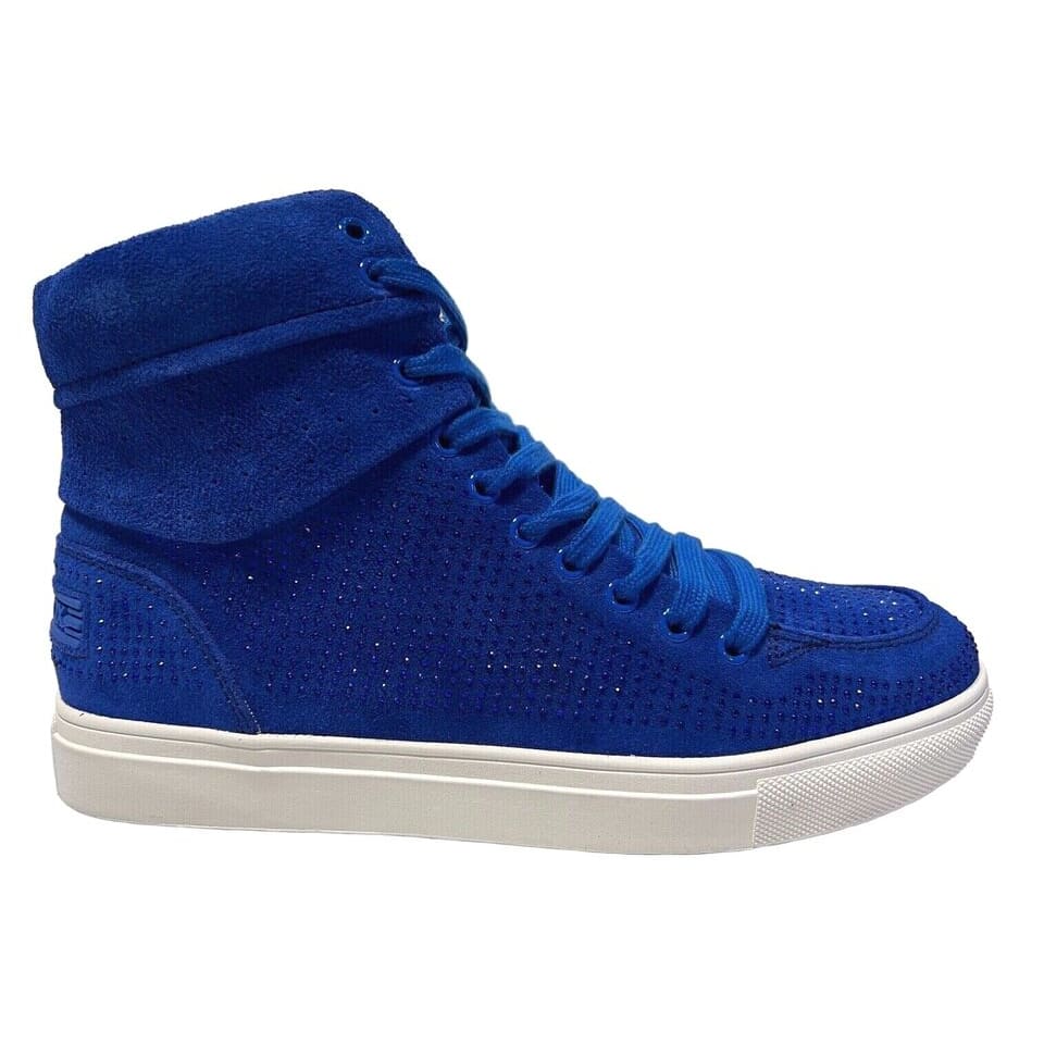 Travel Fox Men’s Royal Blue Rhinestone Suede High Top Sneakers – Luxury Italian Design, Limited Edition Streetwear 9220-05 - Image 3