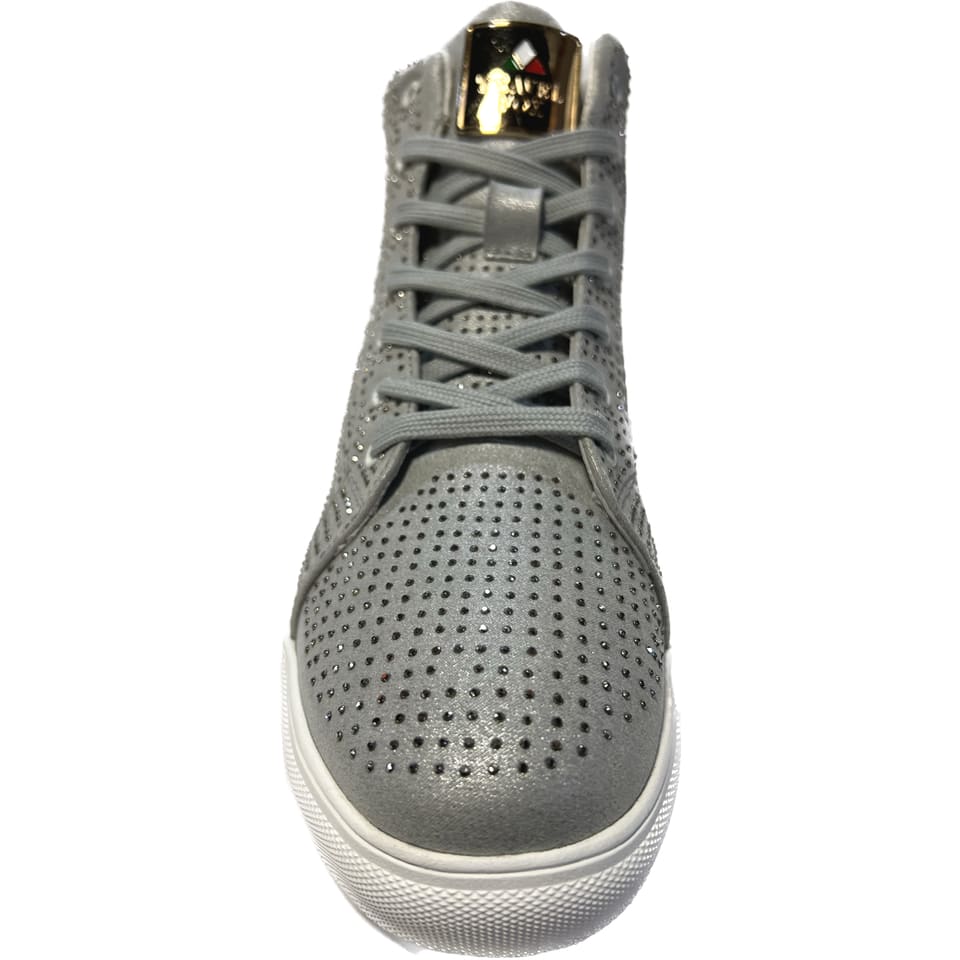 Travel Fox Men’s Silver Leather High Top Sneakers 9210-65 – Luxury Streetwear | Metallic Finish | Limited Edition - Image 4