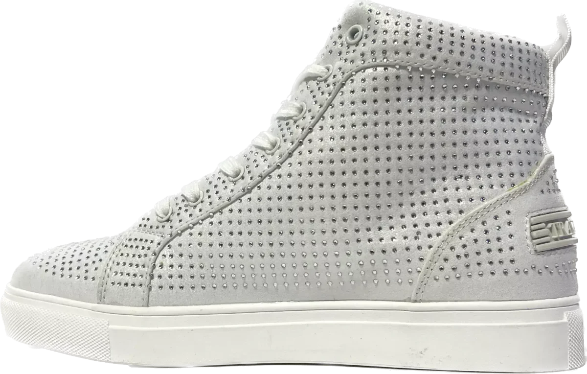 Travel Fox Men’s White & Silver Rhinestone Nappa Leather High Top Sneakers 9210-07 – Luxury Streetwear | Premium Comfort | Limited Edition - Image 3