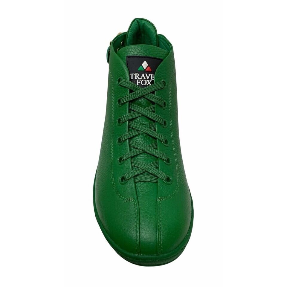 Travel Fox Men's Green Nappa Leather Mid Top Sneakers 915601 20 - Image 4