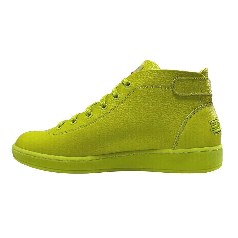 Travel Fox Men's Neon Green Nappa Leather Mid Top Sneakers 915601 39 - Image 6