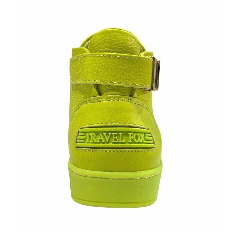 Travel Fox Men's Neon Green Nappa Leather Mid Top Sneakers 915601 39 - Image 7