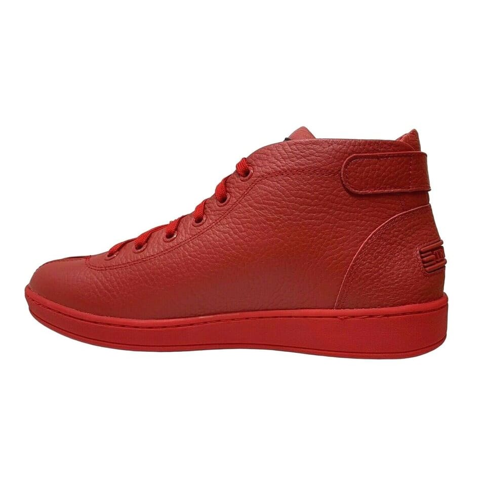 Travel Fox Men's Red Nappa Leather Mid Top Sneakers 915601 04 - Image 3