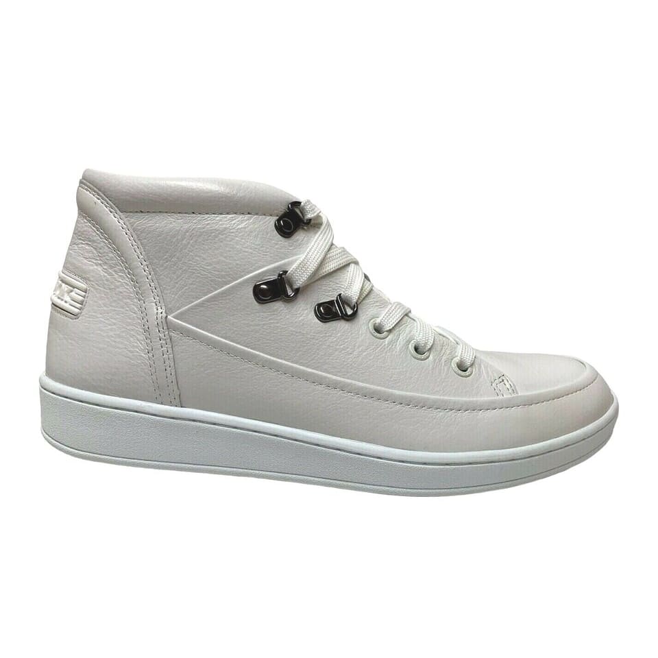 Travel Fox Men's White Nappa Leather High Top Sneakers 916103 107 - Image 2
