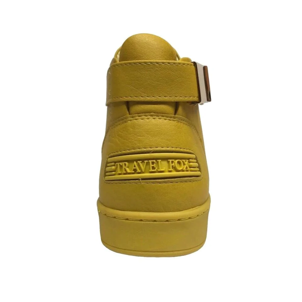 Travel Fox Men's Yellow Nappa Leather High Top Sneakers 915601 11 - Image 4