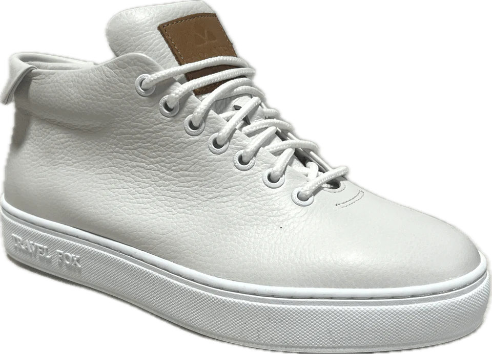 Travel Fox Mid Top 30th Anniversary Men's White Nappa Leather Sneakers 915612 107