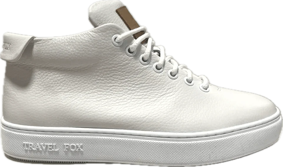 Travel Fox Mid Top 30th Anniversary Men's White Nappa Leather Sneakers 915612 107 - Image 2