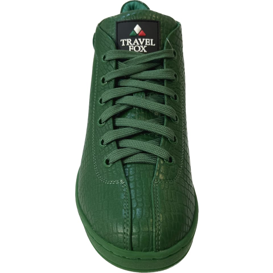 Travel Fox Spider Men's Green Nappa Leather Mid Top Sneakers 915601-020 - Image 4