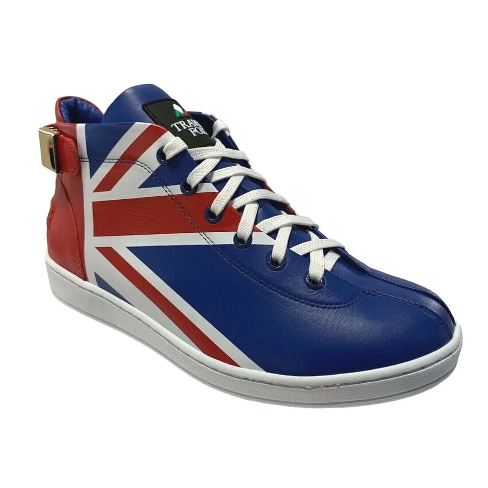 Travel Fox Union Jack Men's Red White and Blue Leather Sneakers 915601-21