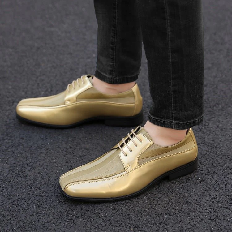 Viotti 179 Gold Men’s Patent Leather Derby Shoes - Image 2