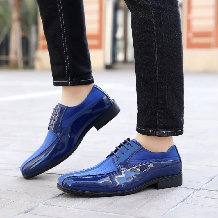 Viotti 179 Men's Royal Blue Patent Leather Derby Shoes - Image 2