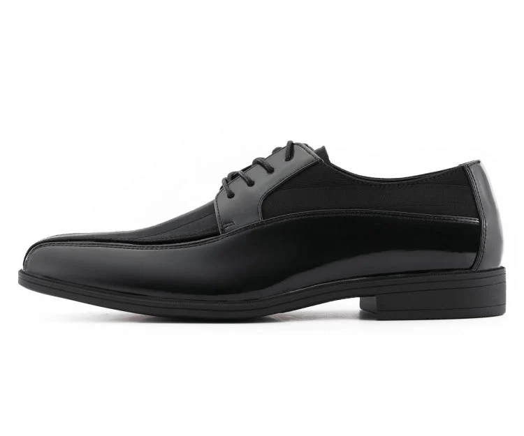 Viotti Dapper Black Derby Shoes With Satin Flair Men’s Patent Leather - Image 2